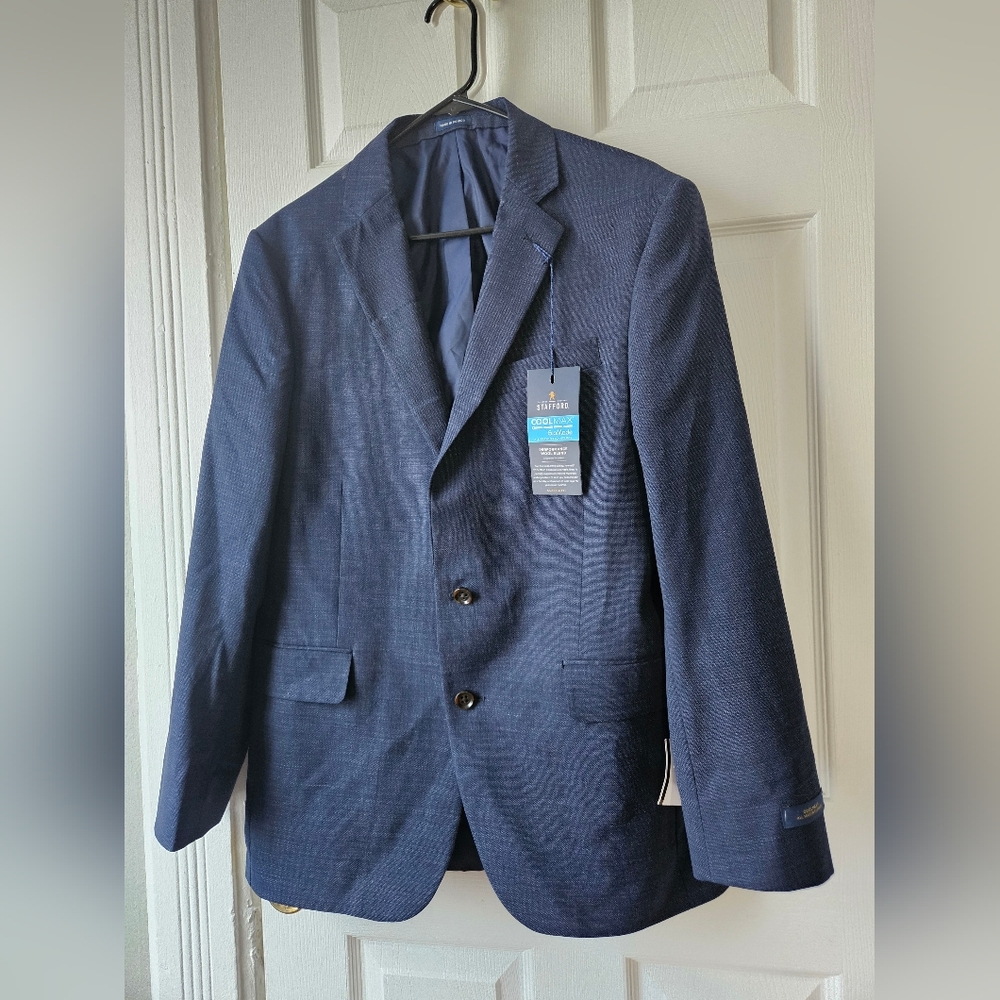Stafford Signature Coolmax Birdseye Mens Stretch Fabric Classic Fit Suit Jacket - Picture 3 of 8